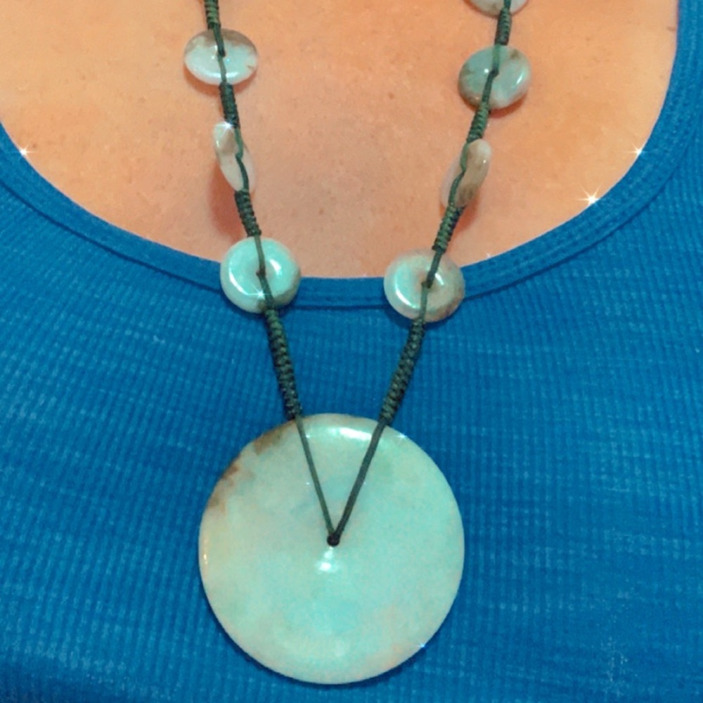 Beautiful handmade jade stone necklace